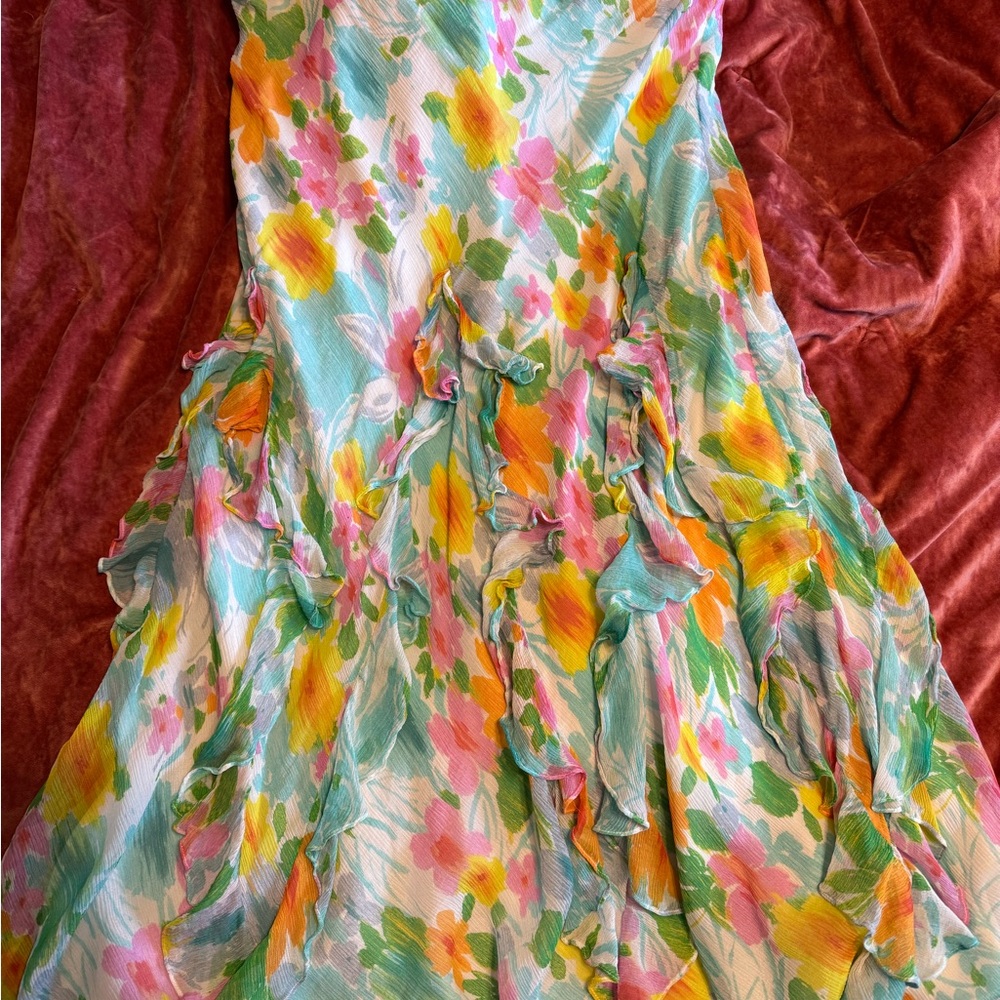 Lauren by Ralph Lauren Floral Multicolor Ruffled Skirt
